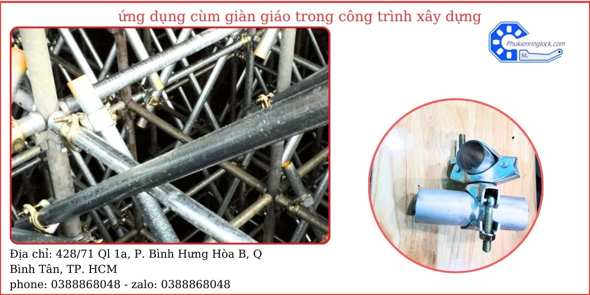 khóa xoay giàn giáo ứng dụng trong công trình